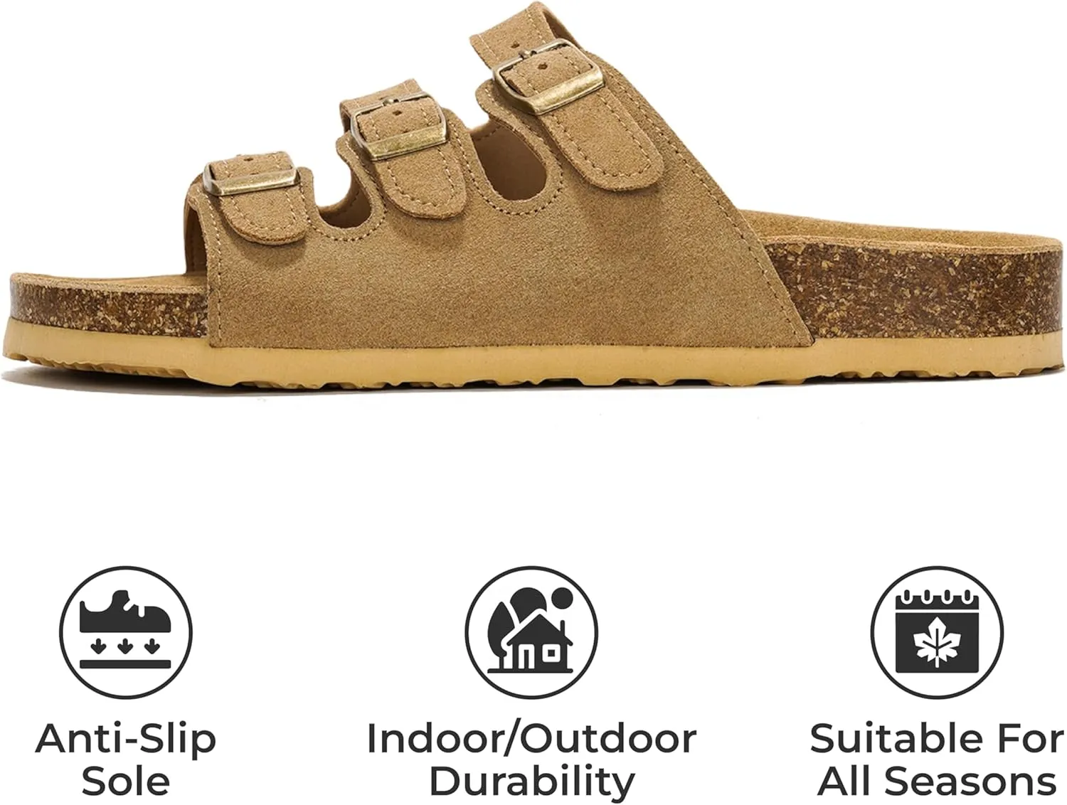 Project Cloud Genuine Leather Summer Sandals for Women 2025 - Memory Foam & Cork Footbed Beach Vacation Essentials Womens Sandals Comfortable Lightweight Slides for Women Footwear (Capri)