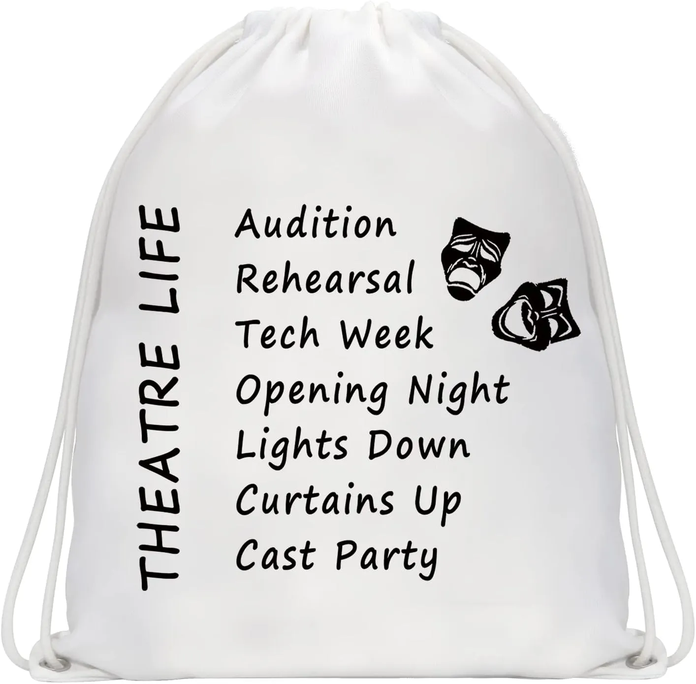 PXTIDY Theatre Life Drawstring Bags Drama Theater Gifts Comedy Tragedy Mask Theater Bag Drama Actor Actress Gifts