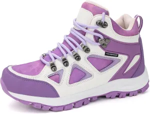 R CORD Kids Hiking Boots Girls Hiking Boots Waterproof Non-Slip for Outdoor Lace-Up Closure Durable TPR Traction Outsole Kids Hiking Shoes