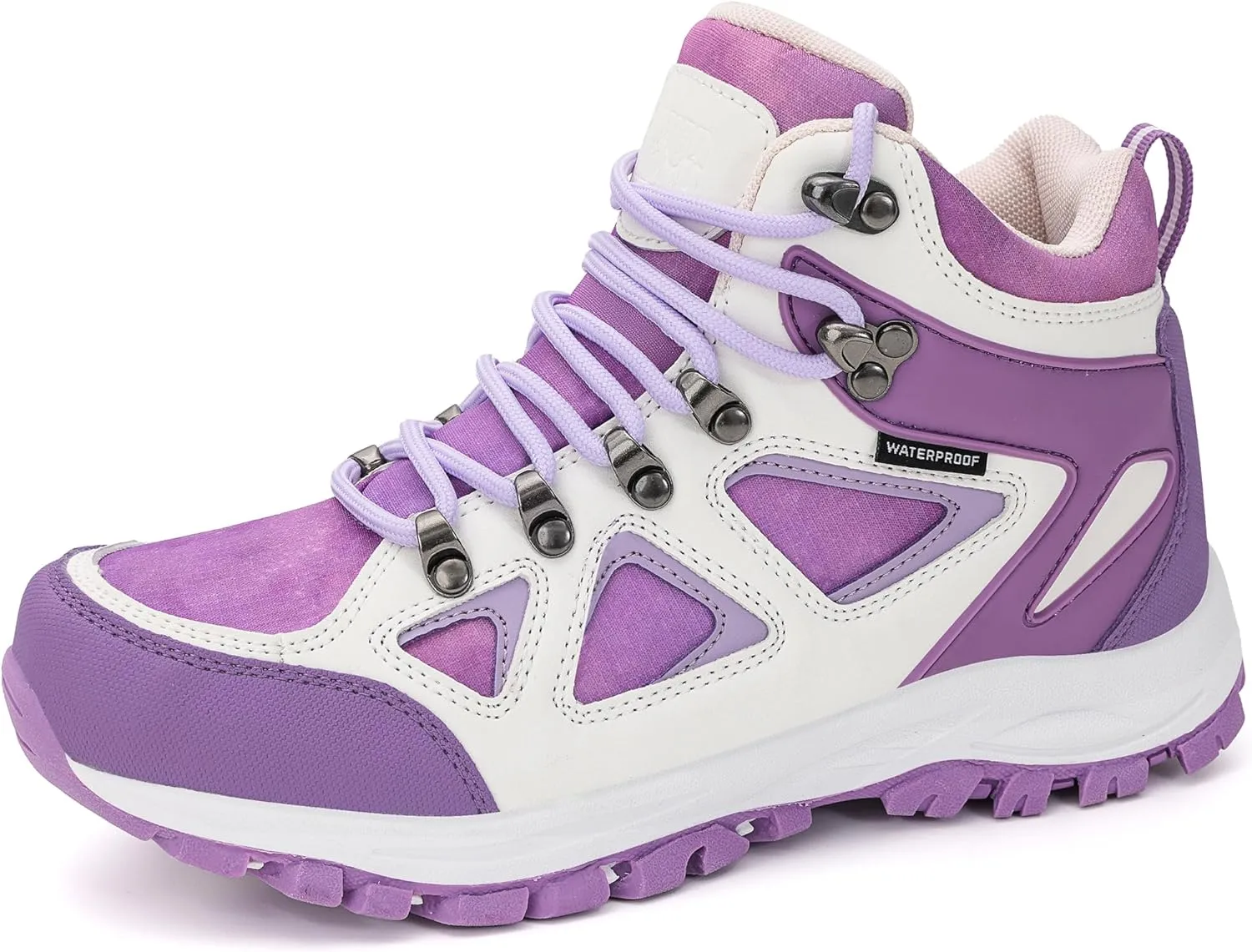 R CORD Kids Hiking Boots Girls Hiking Boots Waterproof Non-Slip for Outdoor Lace-Up Closure Durable TPR Traction Outsole Kids Hiking Shoes