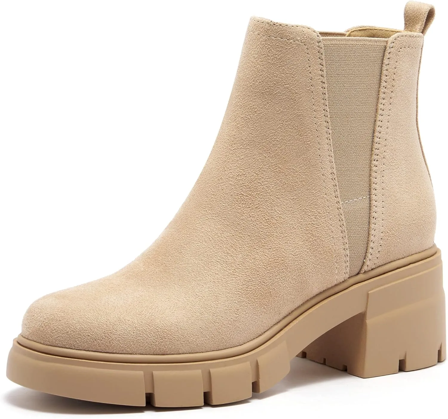 REDTOP Women's Chelsea Boots Elastic Chunky Block Heel Platform Lug Sole Ankle Booties