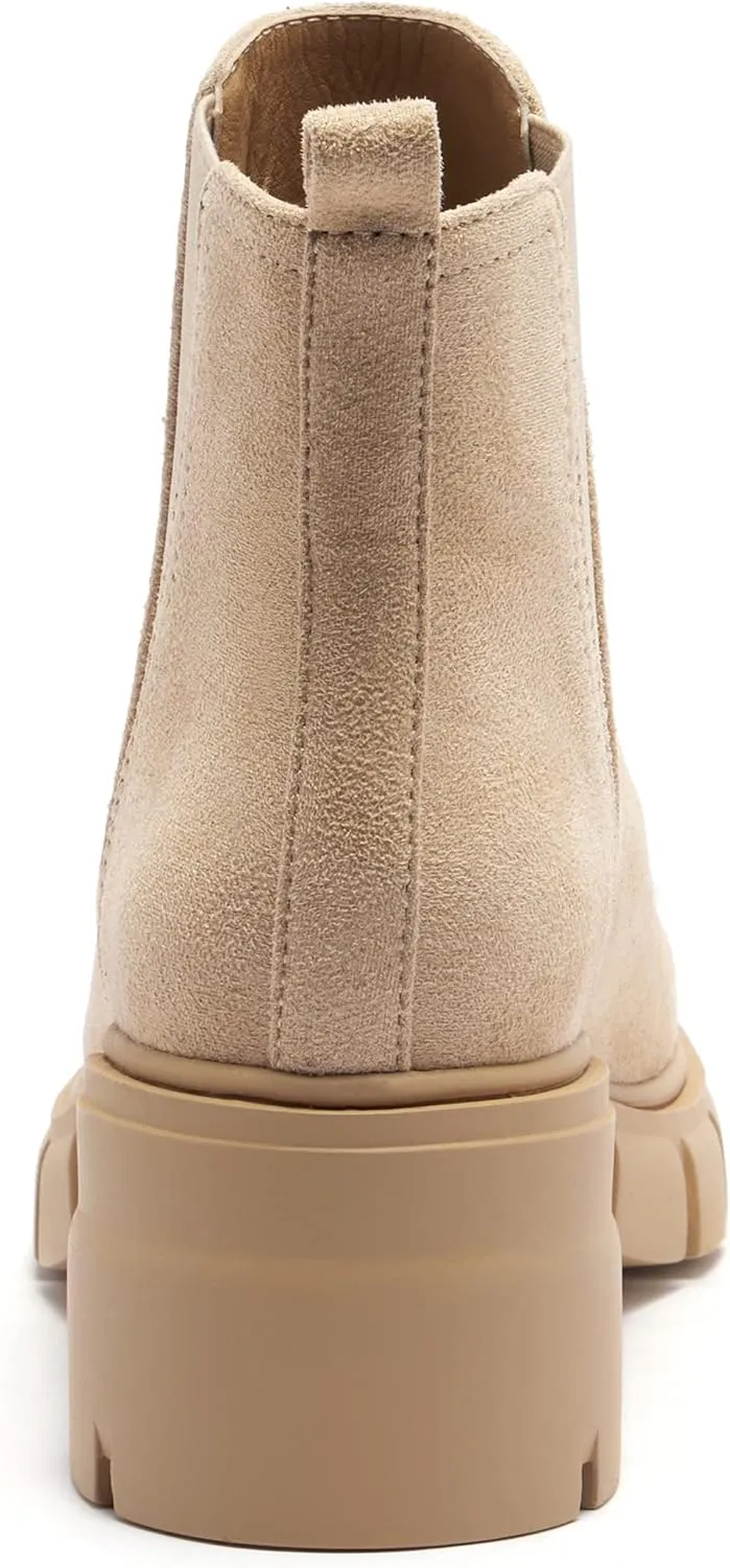 REDTOP Women's Chelsea Boots Elastic Chunky Block Heel Platform Lug Sole Ankle Booties