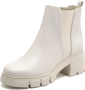 REDTOP Women's Chelsea Boots Elastic Chunky Block Heel Platform Lug Sole Ankle Booties