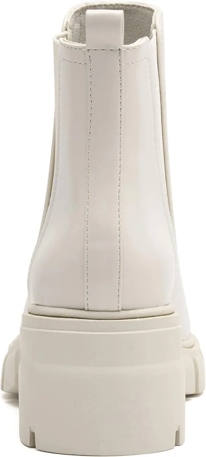 REDTOP Women's Chelsea Boots Elastic Chunky Block Heel Platform Lug Sole Ankle Booties