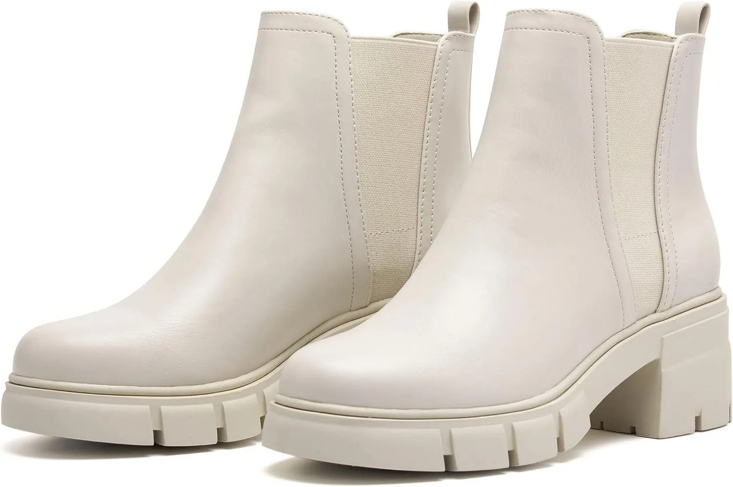 REDTOP Women's Chelsea Boots Elastic Chunky Block Heel Platform Lug Sole Ankle Booties