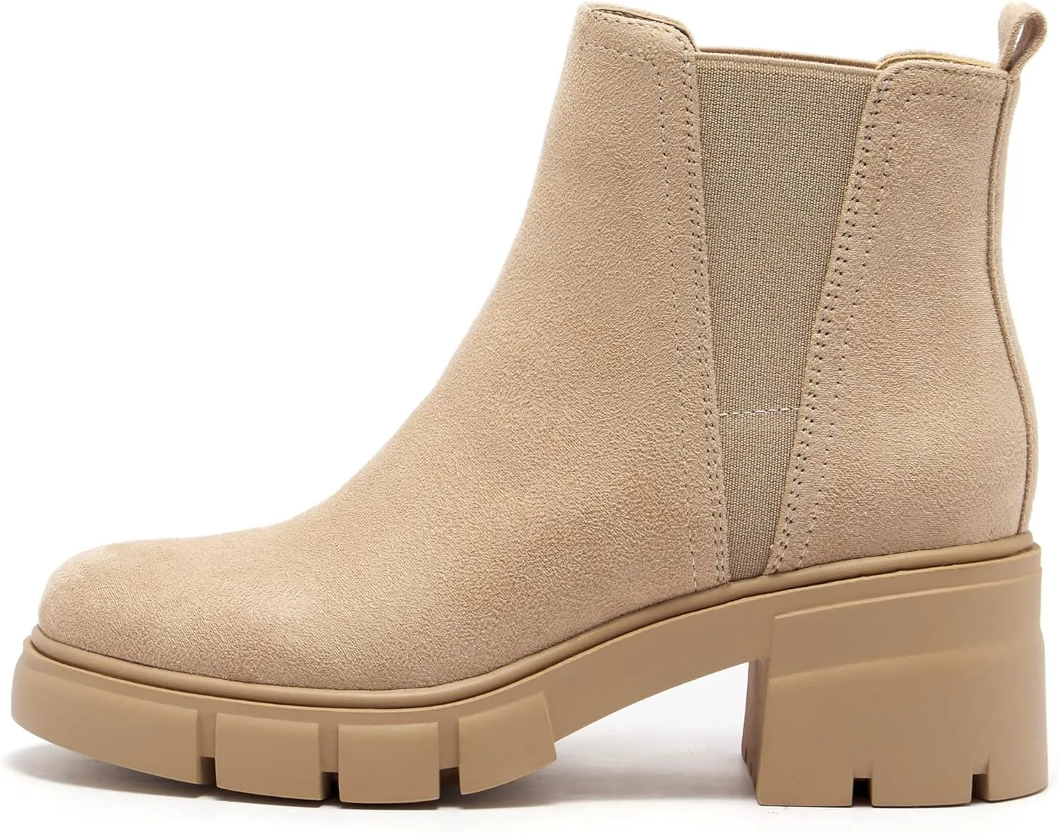 REDTOP Women's Chelsea Boots Elastic Chunky Block Heel Platform Lug Sole Ankle Booties