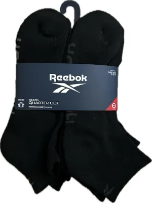 Reebok 6 PACK PERFORMANCE TRAINING QUARTER CUT SOCKS SHOE SIZE 8-12.5