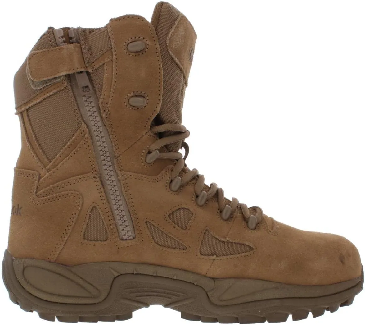 Reebok Men's Rapid Response Rb Safety Toe 8" Stealth Boot with Side Zipper Military & Tactical