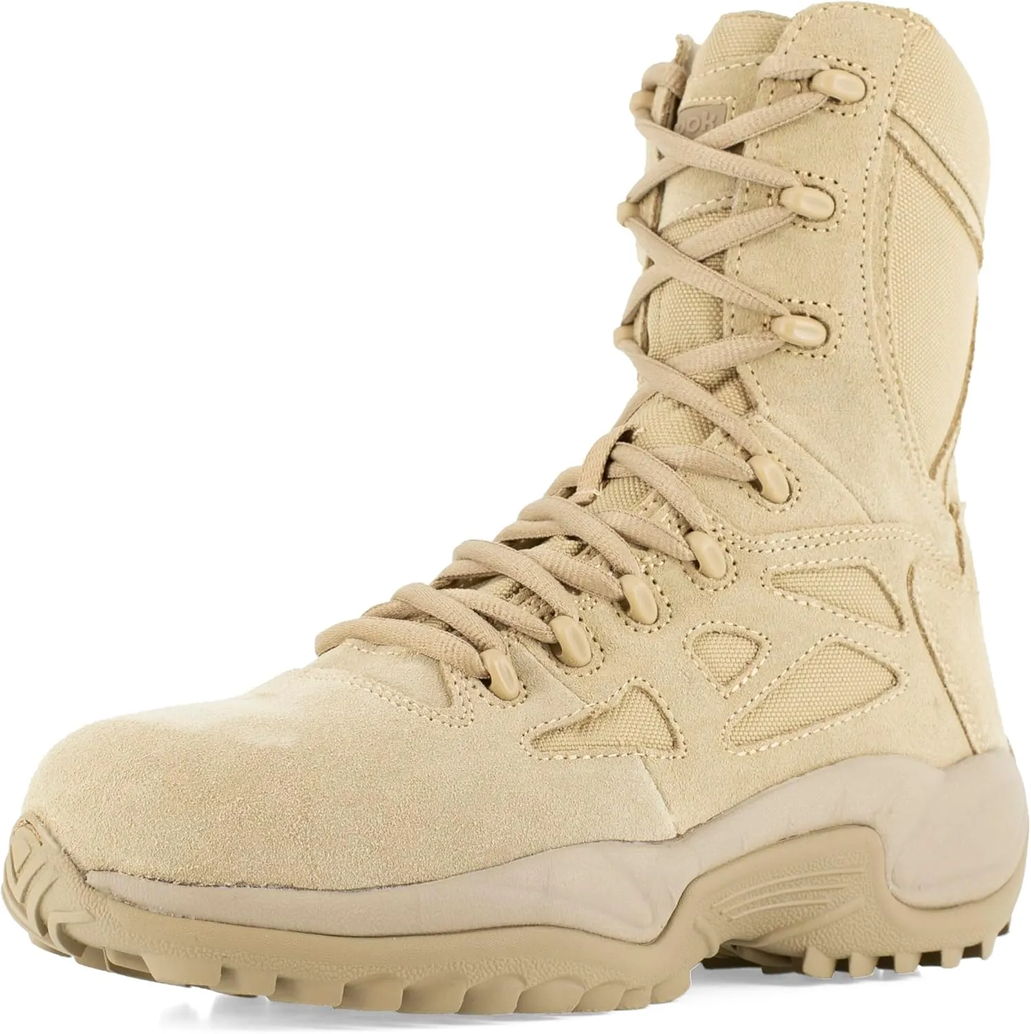 Reebok mens Rapid Response Rb Safety Toe 8" Stealth With Side Zipper Military & Tactical Boot Desert Tan