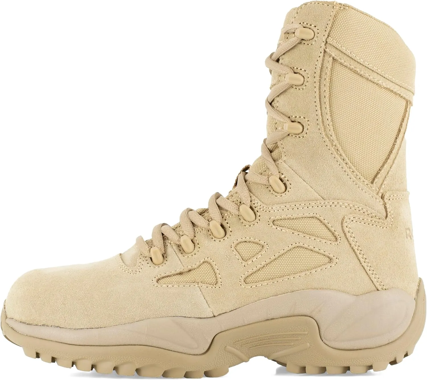Reebok mens Rapid Response Rb Safety Toe 8" Stealth With Side Zipper Military & Tactical Boot Desert Tan