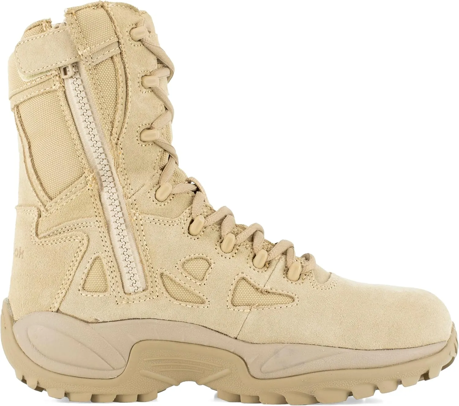 Reebok mens Rapid Response Rb Safety Toe 8" Stealth With Side Zipper Military & Tactical Boot Desert Tan