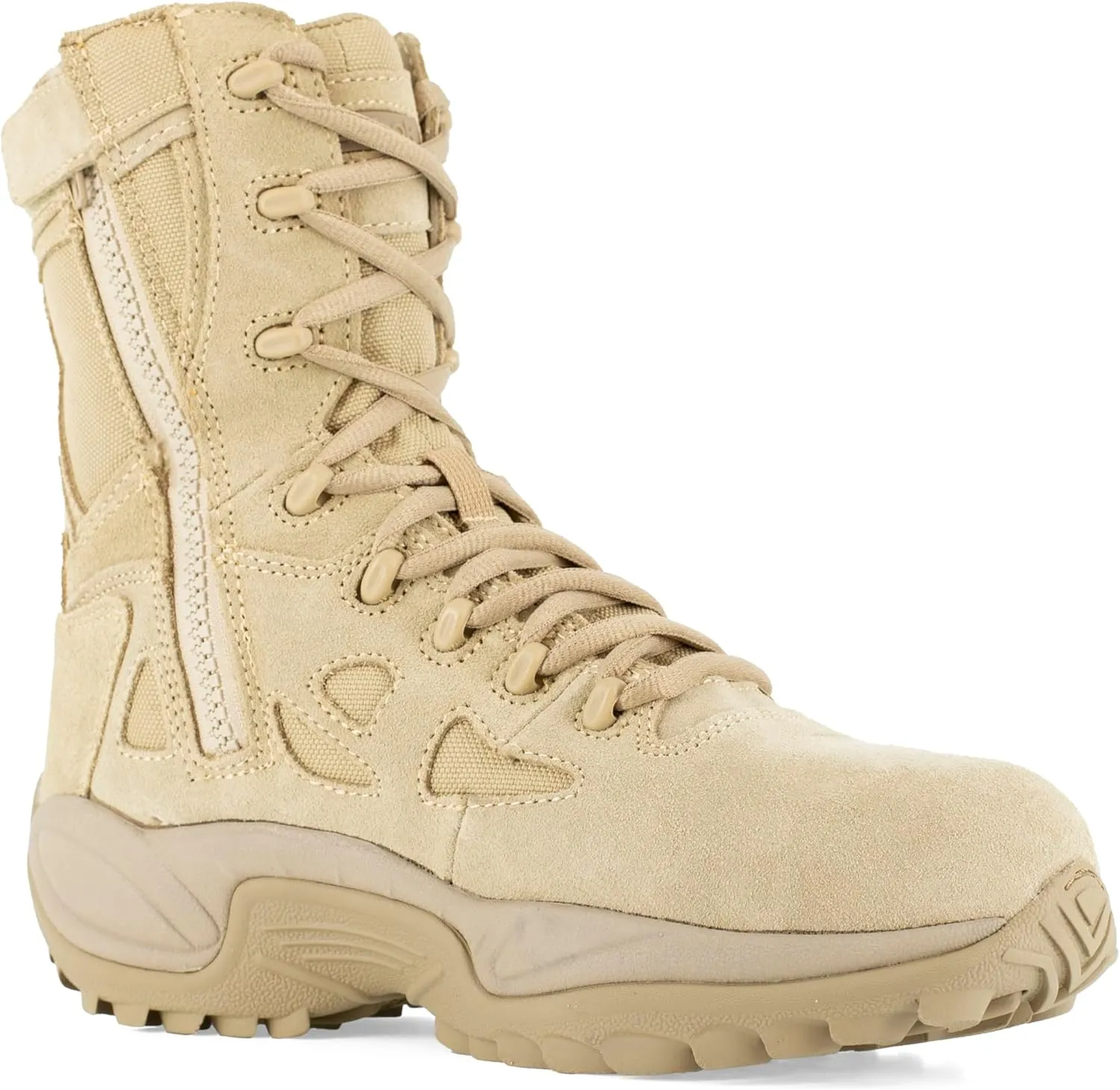 Reebok mens Rapid Response Rb Safety Toe 8" Stealth With Side Zipper Military & Tactical Boot Desert Tan