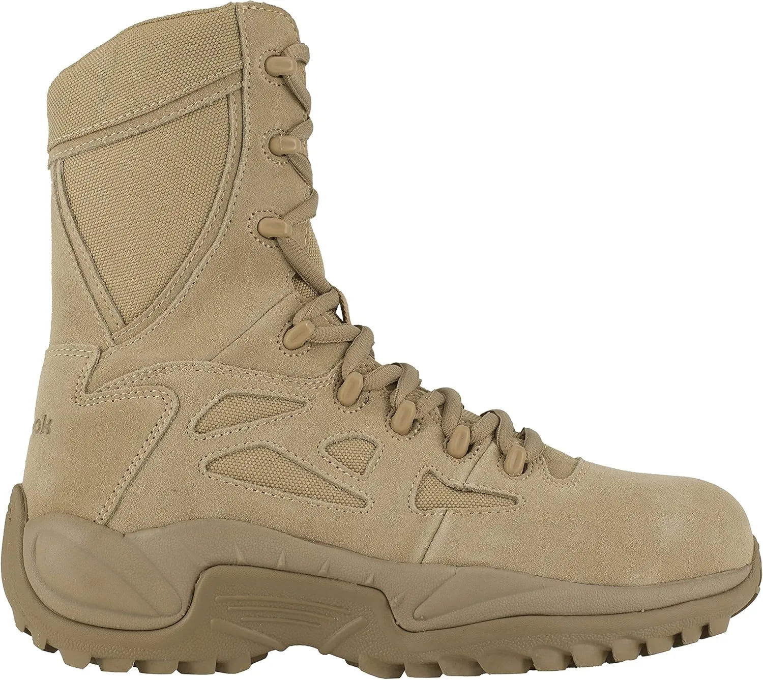 Reebok mens Rapid Response Rb Safety Toe 8" Stealth With Side Zipper Military & Tactical Boot Desert Tan