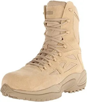 Reebok Work Men's Rb8895 Rapid Response Rb Soft Toe 8" Stealth Tactical Boot with Side Zipper Desert Tan Military