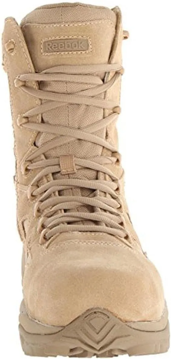 Reebok Work Men's Rb8895 Rapid Response Rb Soft Toe 8" Stealth Tactical Boot with Side Zipper Desert Tan Military