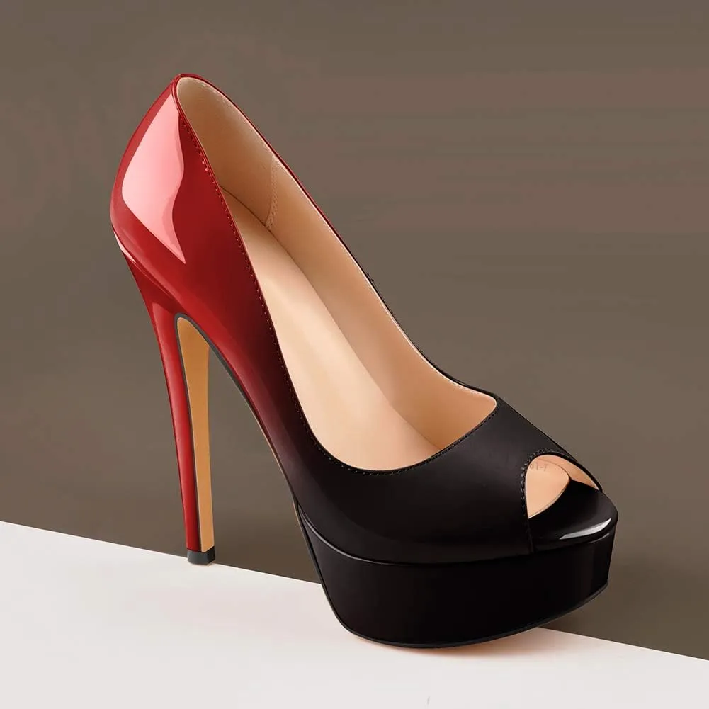 Richealnana Women's Peep Toe Platform Classic Pumps
