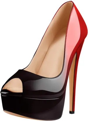 Richealnana Women's Peep Toe Platform Classic Pumps