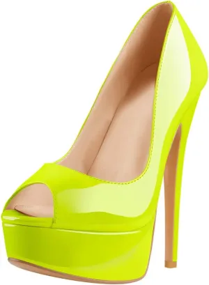 Richealnana Women's Peep Toe Platform Classic Pumps