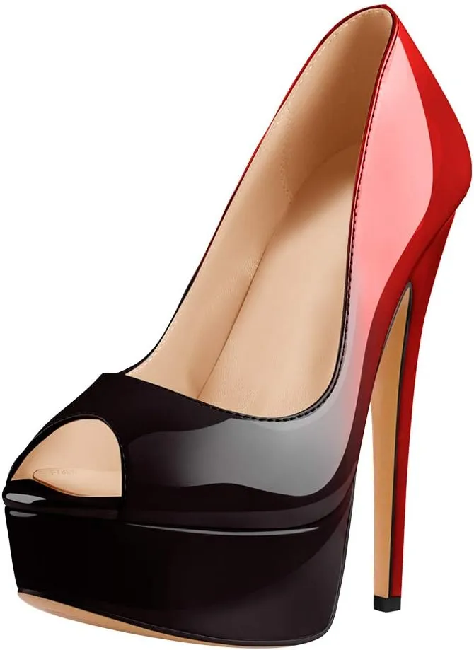 Richealnana Women's Peep Toe Platform Classic Pumps
