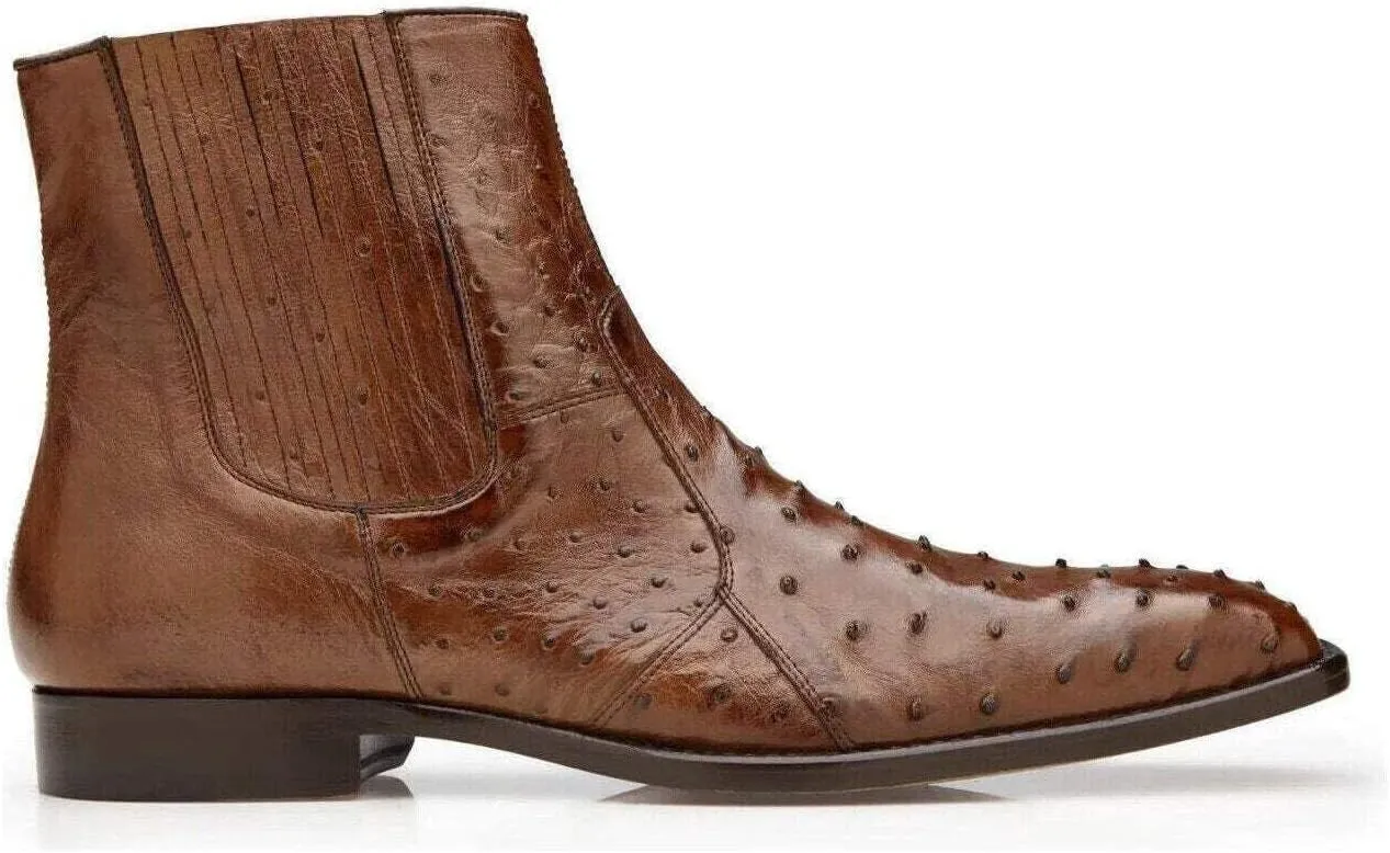 Roger Genuine Ostrich Side Zipper Boots