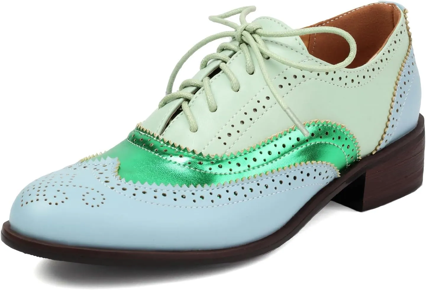 Roimaash Leisure Oxford Shoes Women Two Tone Wingtip Brogue Shoes