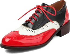 Roimaash Leisure Oxford Shoes Women Two Tone Wingtip Brogue Shoes