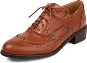 Roimaash Leisure Oxford Shoes Women Two Tone Wingtip Brogue Shoes