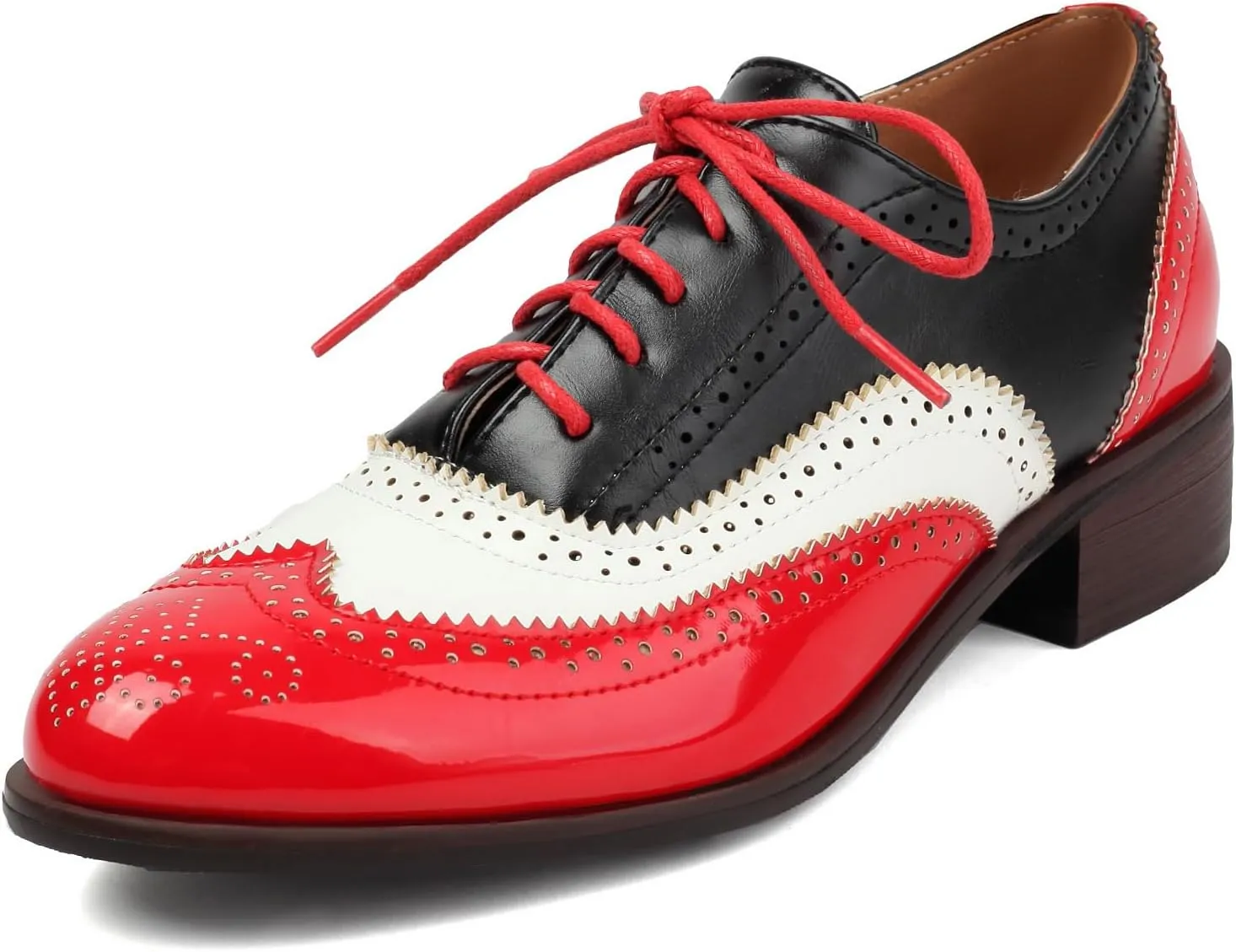 Roimaash Leisure Oxford Shoes Women Two Tone Wingtip Brogue Shoes