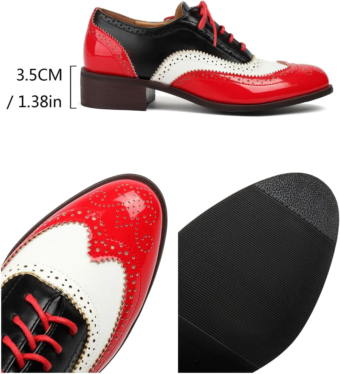 Roimaash Leisure Oxford Shoes Women Two Tone Wingtip Brogue Shoes
