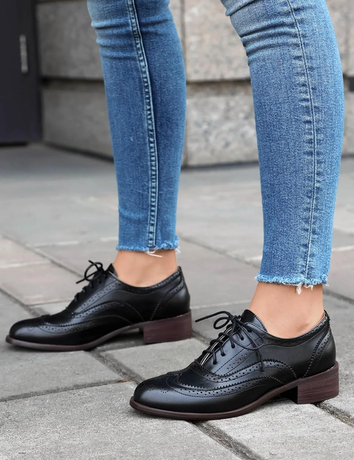 Roimaash Leisure Oxford Shoes Women Two Tone Wingtip Brogue Shoes