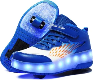 Roller Shoes Girls Sneakers USB Rechargeable 2 Wheels Shoes Roller Skates for Beginner Trainers Shoe 16 Modes LED Light Up Flash Sneaker for Unisex Kids Boys Stylish Footwear