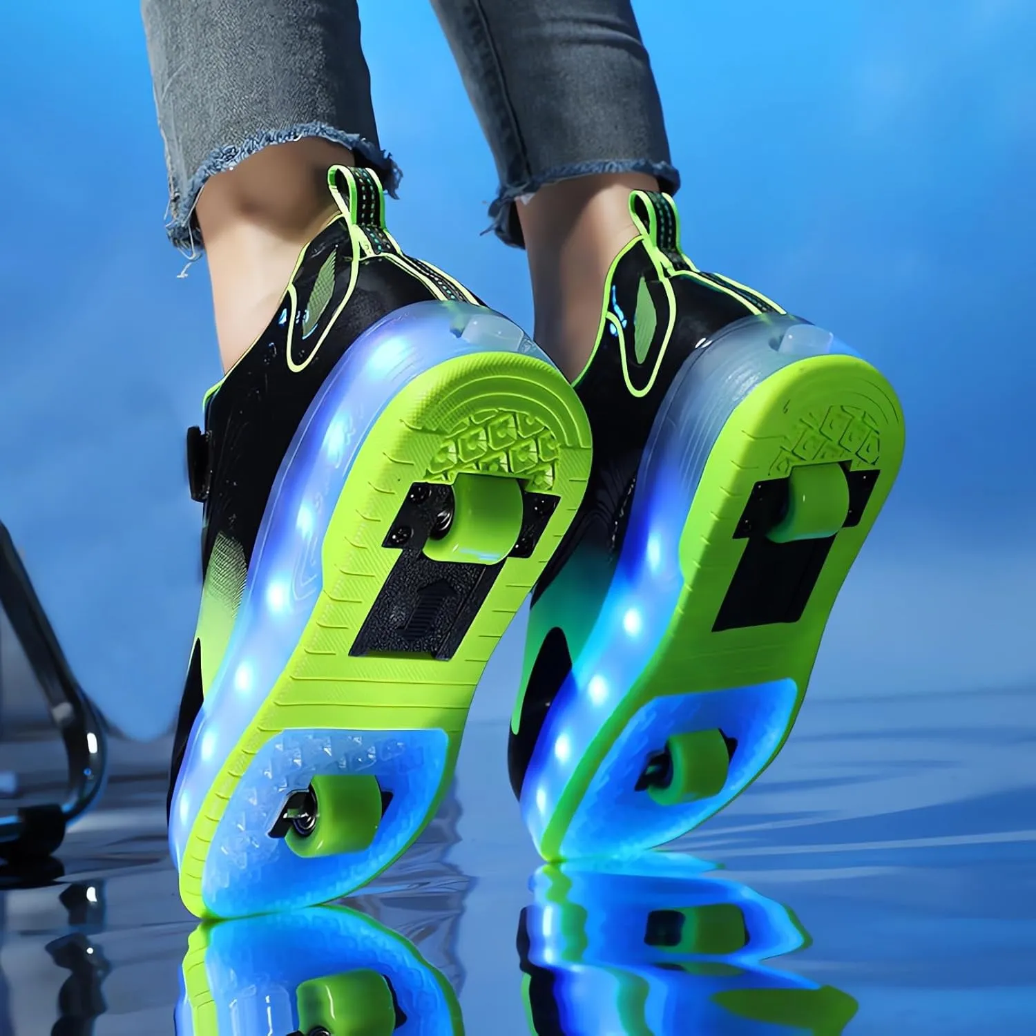 Roller Shoes Girls Sneakers USB Rechargeable 2 Wheels Shoes Roller Skates for Beginner Trainers Shoe 16 Modes LED Light Up Flash Sneaker for Unisex Kids Boys Stylish Footwear