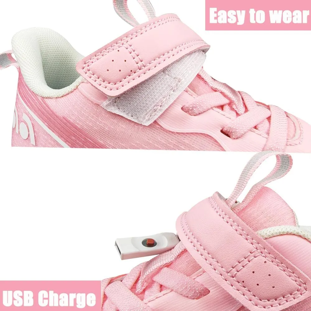 Roller Shoes Girls Sneakers USB Rechargeable 2 Wheels Shoes Roller Skates for Beginner Trainers Shoe 16 Modes LED Light Up Flash Sneaker for Unisex Kids Boys Stylish Footwear