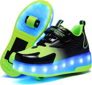 Roller Shoes Girls Sneakers USB Rechargeable 2 Wheels Shoes Roller Skates for Beginner Trainers Shoe 16 Modes LED Light Up Flash Sneaker for Unisex Kids Boys Stylish Footwear