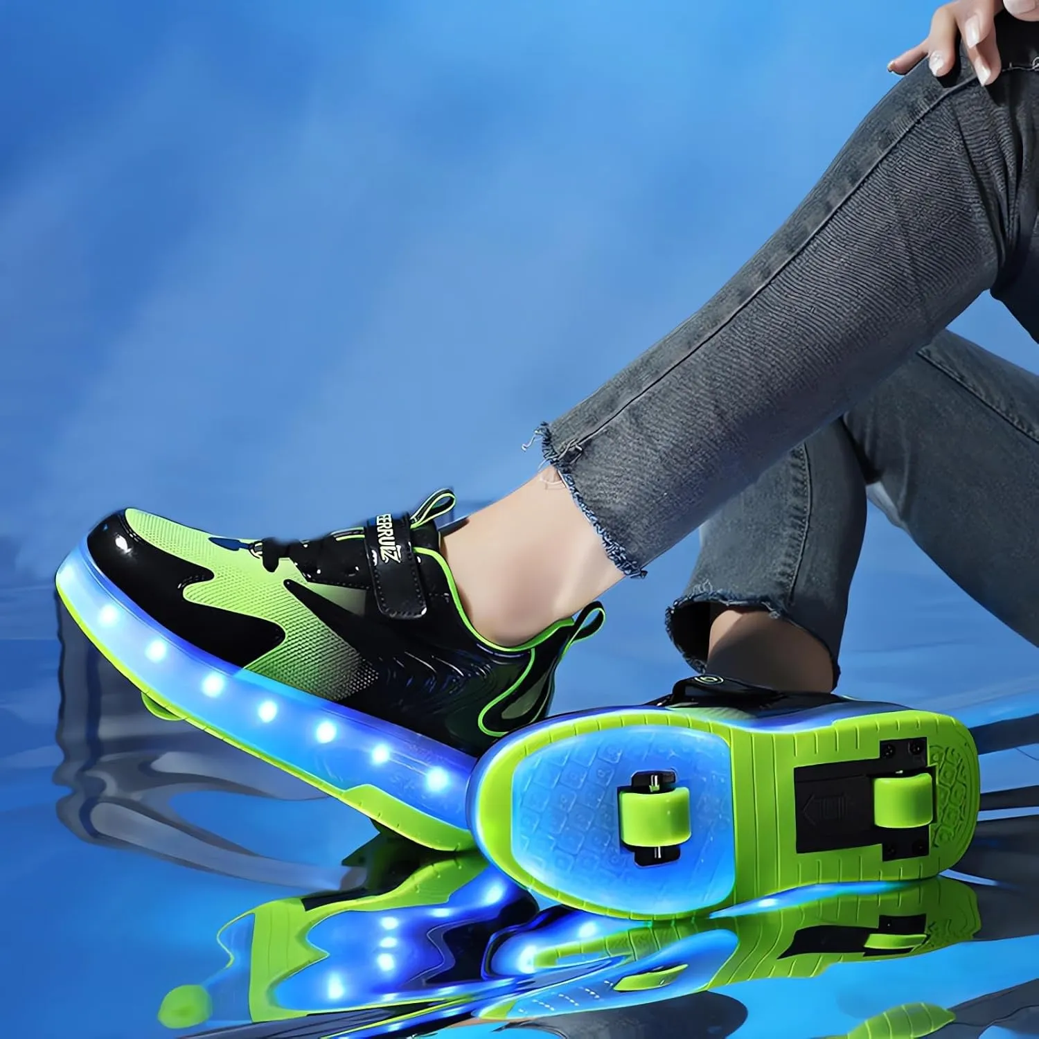 Roller Shoes Girls Sneakers USB Rechargeable 2 Wheels Shoes Roller Skates for Beginner Trainers Shoe 16 Modes LED Light Up Flash Sneaker for Unisex Kids Boys Stylish Footwear