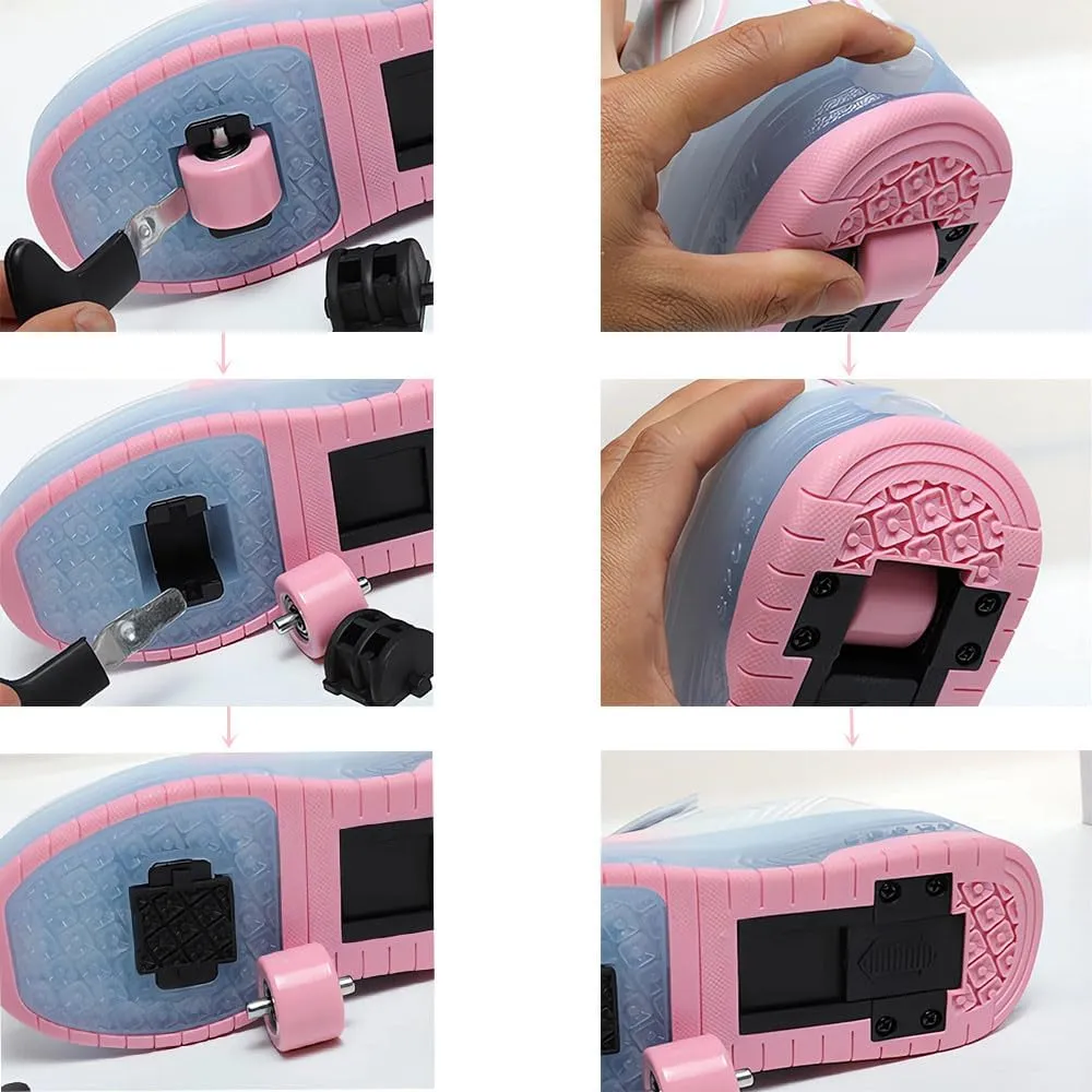 Roller Shoes Girls Sneakers USB Rechargeable 2 Wheels Shoes Roller Skates for Beginner Trainers Shoe 16 Modes LED Light Up Flash Sneaker for Unisex Kids Boys Stylish Footwear