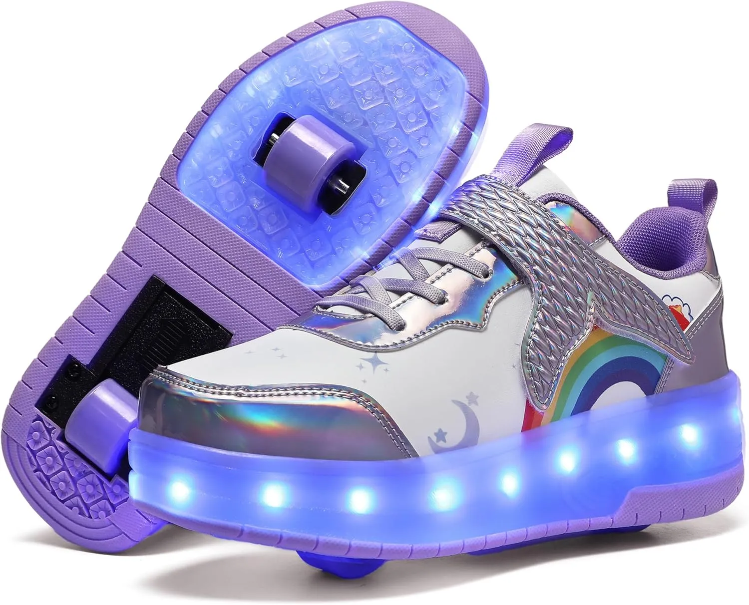 Roller Shoes with Wheels for Boys Girls Kids Skates Sneakers LED Light Up Rechargeable Sport Sneaker for Beginners Best Gift