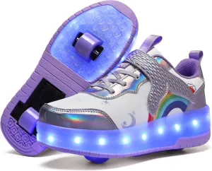 Roller Shoes with Wheels for Boys Girls Kids Skates Sneakers LED Light Up Rechargeable Sport Sneaker for Beginners Best Gift