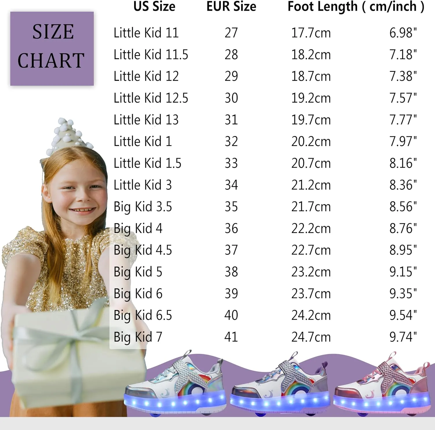 Roller Shoes with Wheels for Boys Girls Kids Skates Sneakers LED Light Up Rechargeable Sport Sneaker for Beginners Best Gift