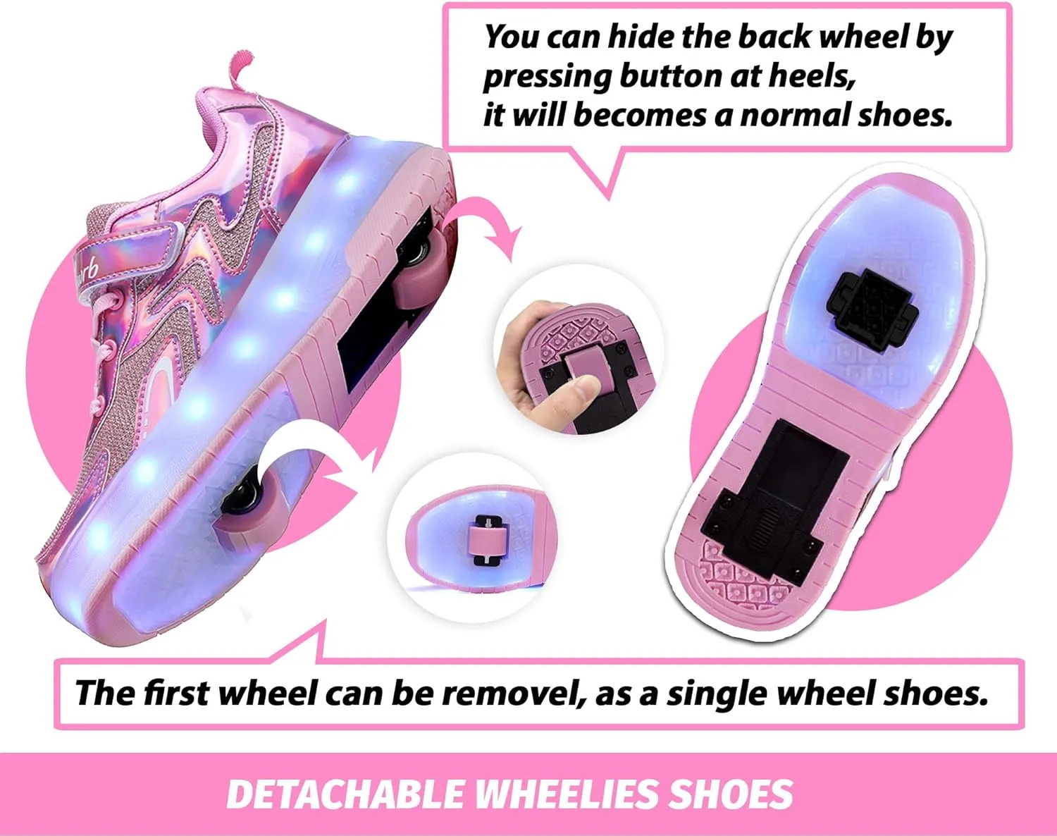 Rolling Skate Shoes for Boys Girls Roller Sneaker with Wheels Fashion Footwear Skate Wheeled Shoe for Kids Christmas Birthday Children Show Gift