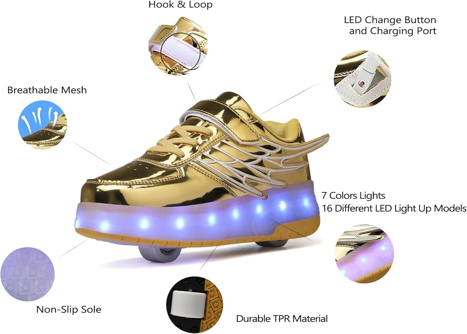 Rolling Skate Shoes for Boys Girls Roller Sneaker with Wheels Fashion Footwear Skate Wheeled Shoe for Kids Christmas Birthday Children Show Gift