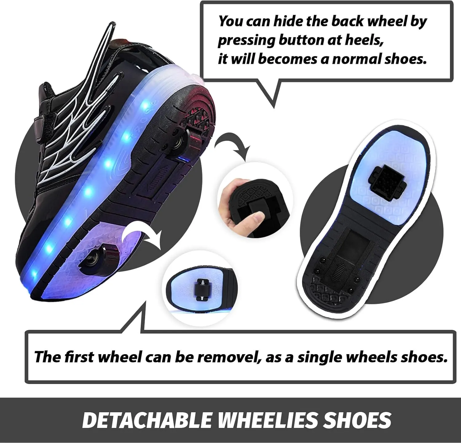 Rolling Skate Shoes for Boys Girls Roller Sneaker with Wheels Fashion Footwear Skate Wheeled Shoe for Kids Christmas Birthday Children Show Gift