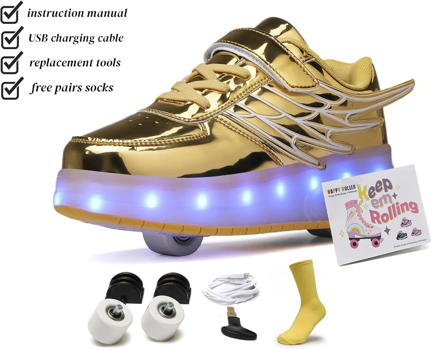 Rolling Skate Shoes for Boys Girls Roller Sneaker with Wheels Fashion Footwear Skate Wheeled Shoe for Kids Christmas Birthday Children Show Gift