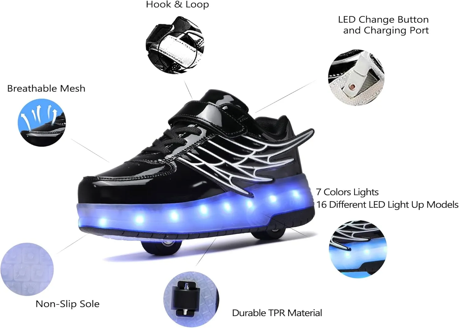 Rolling Skate Shoes for Boys Girls Roller Sneaker with Wheels Fashion Footwear Skate Wheeled Shoe for Kids Christmas Birthday Children Show Gift