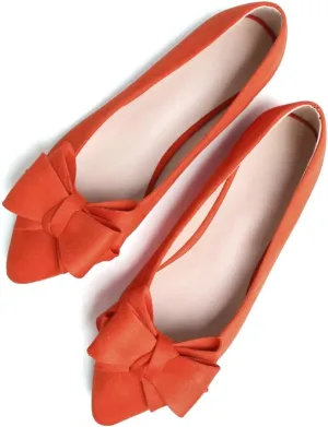 SAILING LU Bow-Knot Ballet Flats for Women Pointed Toe Crystals Wedding Shoes Comfort Light Weight Loafers
