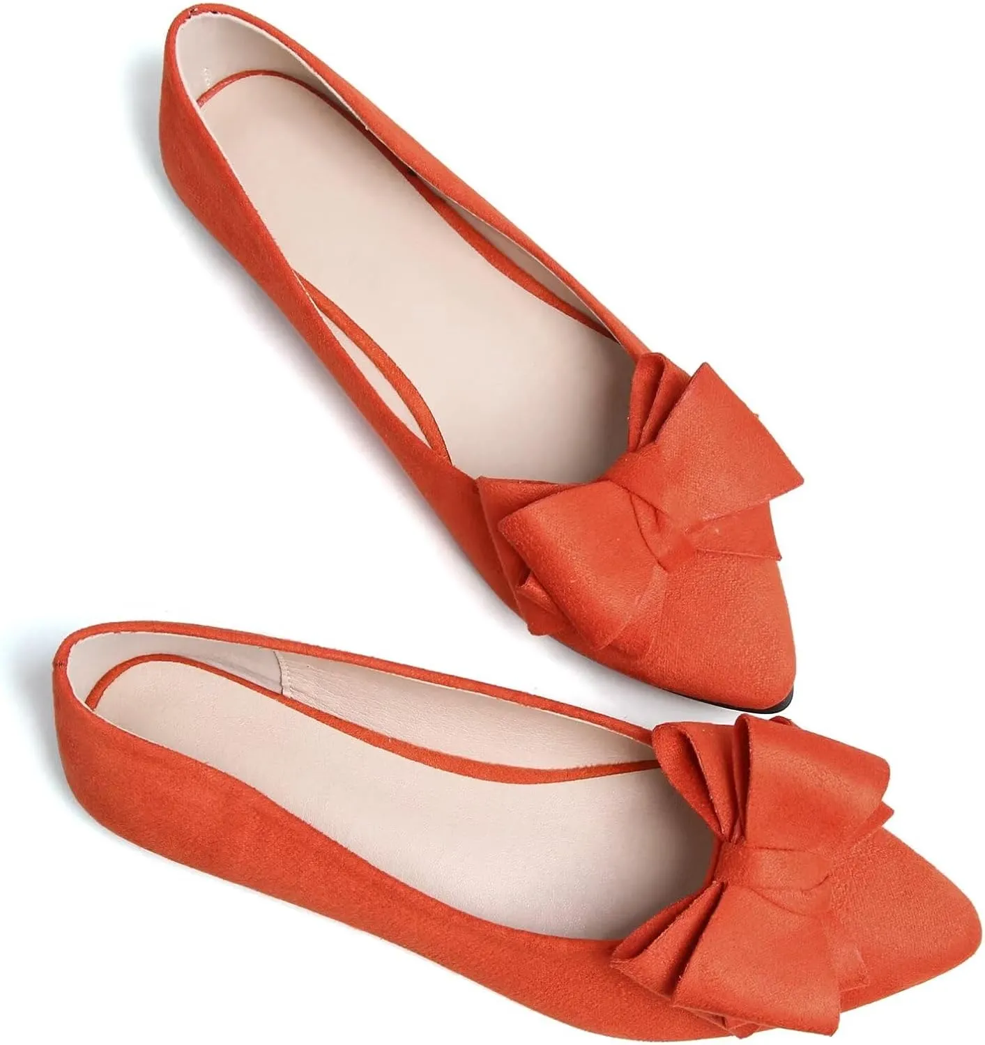 SAILING LU Bow-Knot Ballet Flats for Women Pointed Toe Crystals Wedding Shoes Comfort Light Weight Loafers
