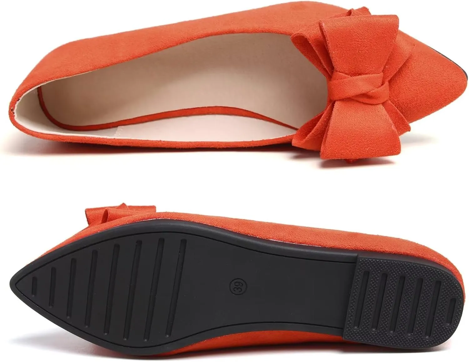 SAILING LU Bow-Knot Ballet Flats for Women Pointed Toe Crystals Wedding Shoes Comfort Light Weight Loafers