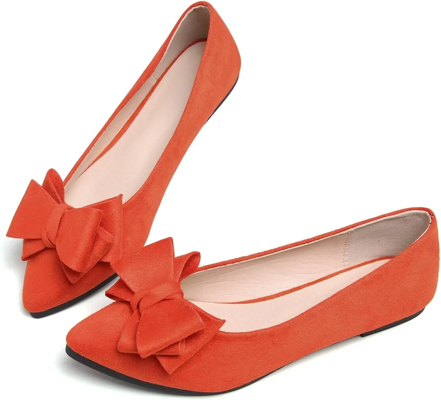 SAILING LU Bow-Knot Ballet Flats for Women Pointed Toe Crystals Wedding Shoes Comfort Light Weight Loafers