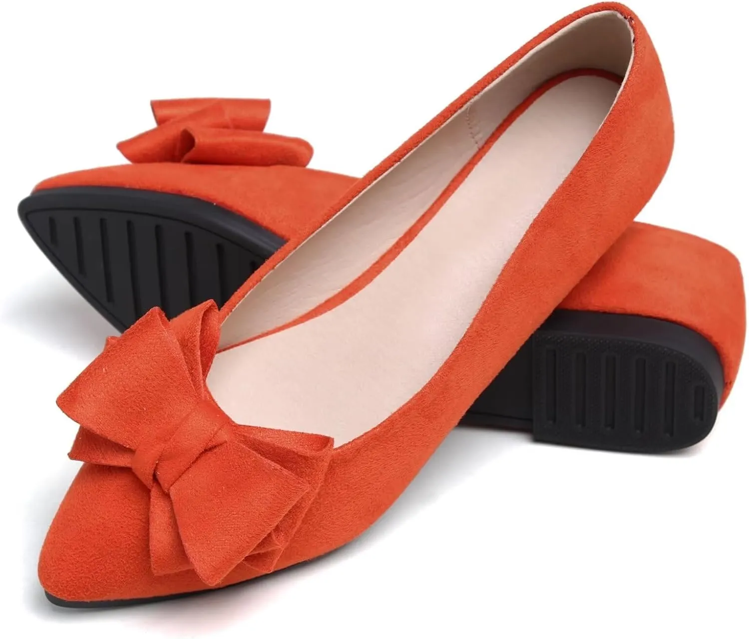 SAILING LU Bow-Knot Ballet Flats for Women Pointed Toe Crystals Wedding Shoes Comfort Light Weight Loafers