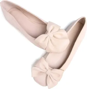 SAILING LU Women's Comfort Shoes Cute Bow-Knot Ballet Flats Faux Suede Solid Loafers